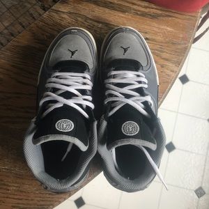 Black and white Jordan sneakers